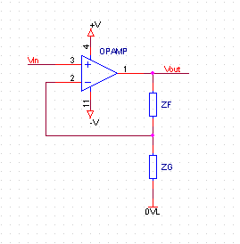 Schematic for non-inverting amplifier