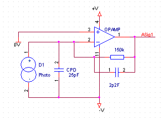 Schematic of transimpedance amp